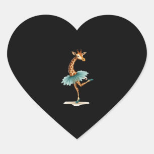 Sticker Cœur Girafe mignonne en tutu dansant en ballerine, gif