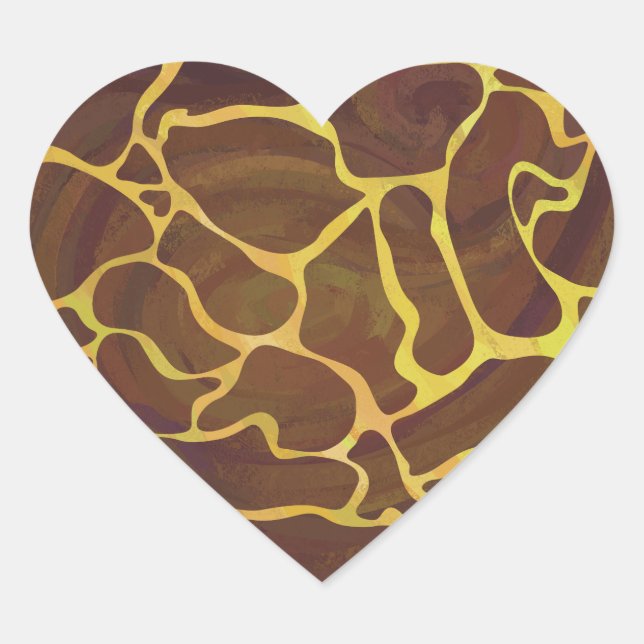 Sticker Cœur Giraffe Brown et jaune (Devant)