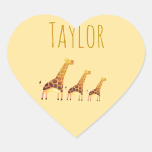 Sticker Cœur Giraffe Cuteness Safari