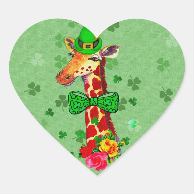 Sticker Cœur Giraffe de la Fête de la Saint Patrick (Devant)