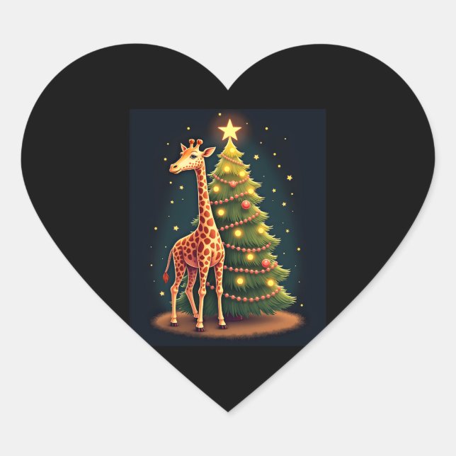 Sticker Cœur Giraffe de Noël Topper arbre officiel Funny Tall (Devant)