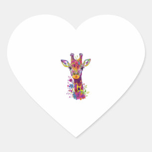 Sticker Cœur Giraffe Graphic Gastronomie mignonne Giraffe femme