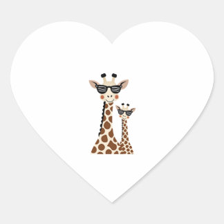 Sticker Cœur Giraffe with Sunglasses Jungle Safari Animal Giraf