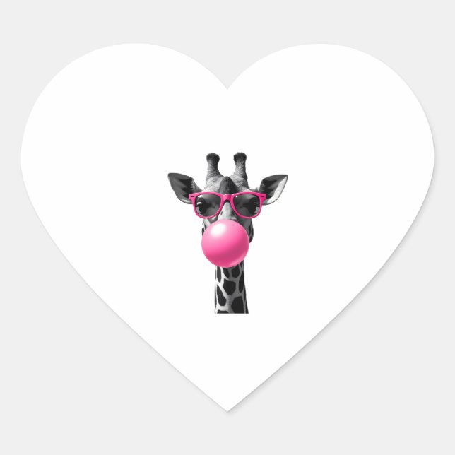 Sticker Cœur Giraffe Women Giraffe Face with Sunglasses Wild An (Devant)