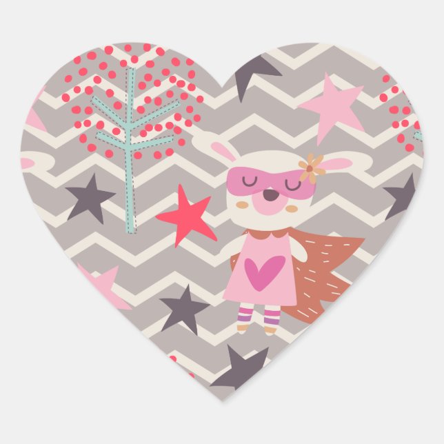 Sticker Cœur Girl Superhero Bunny (Devant)