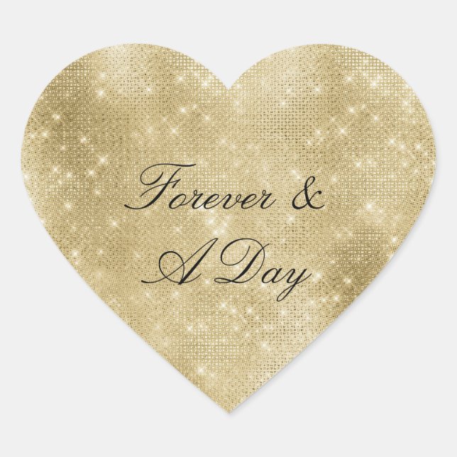 Sticker Cœur Glam Champagne Gold Glitzy Diamants (Devant)