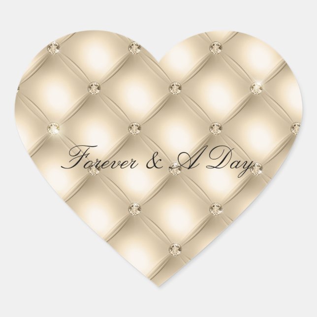 Sticker Cœur Glam Champagne Gold Glitzy Diamants (Devant)