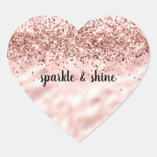 Sticker Cœur Glam Girl rose brillant Parties scintillant étince