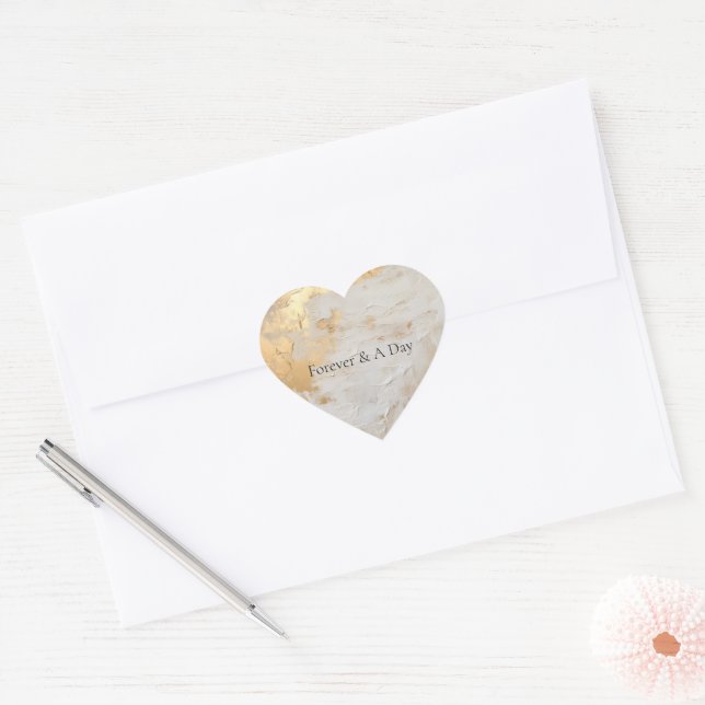 Sticker Cœur Glam Gold Crème Blanc (Enveloppe)