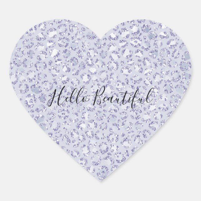 Sticker Cœur Glam Lavender Lilac Purple Empreinte de léopard Pa (Devant)