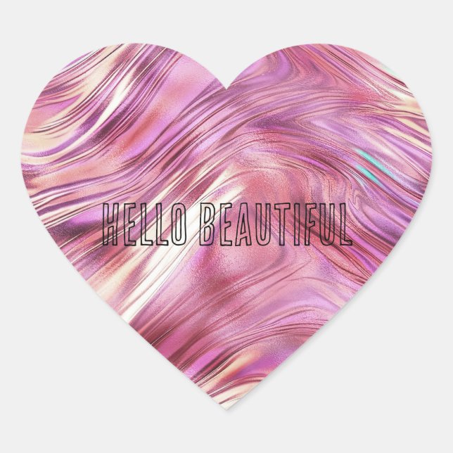 Sticker Cœur Glam Rose d'or de perle rose fille (Devant)