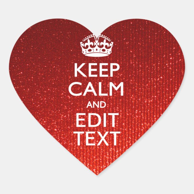Sticker Cœur Glamor Red Festive Personnalisé Conserver le calme (Devant)