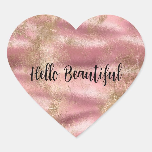 Sticker Cœur Glamour Rose Doré (Devant)