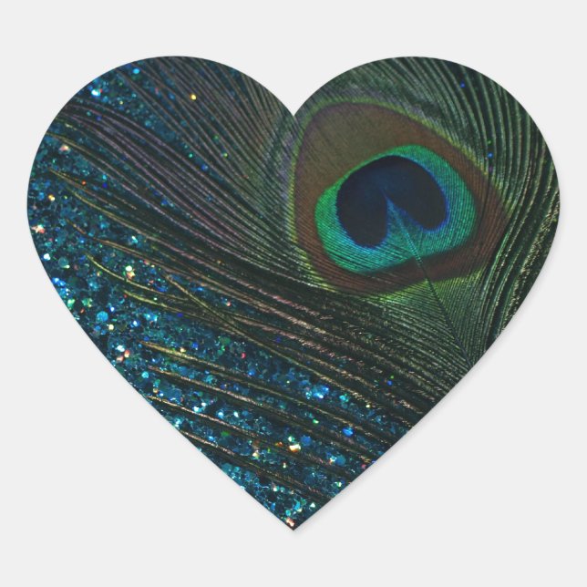 Sticker Cœur Glitter Aqua Peacock (Devant)