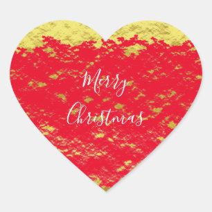 Sticker Cœur Glittère rouge à huile d'or : un joyeux Noël