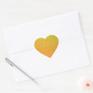 Sticker Cœur Glittery Gold Sparkle Mariage Anniversaire Ombre c