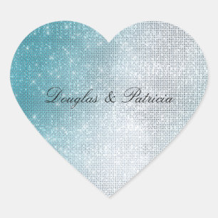 Sticker Cœur Glitzy Aqua Ombre Sparkle