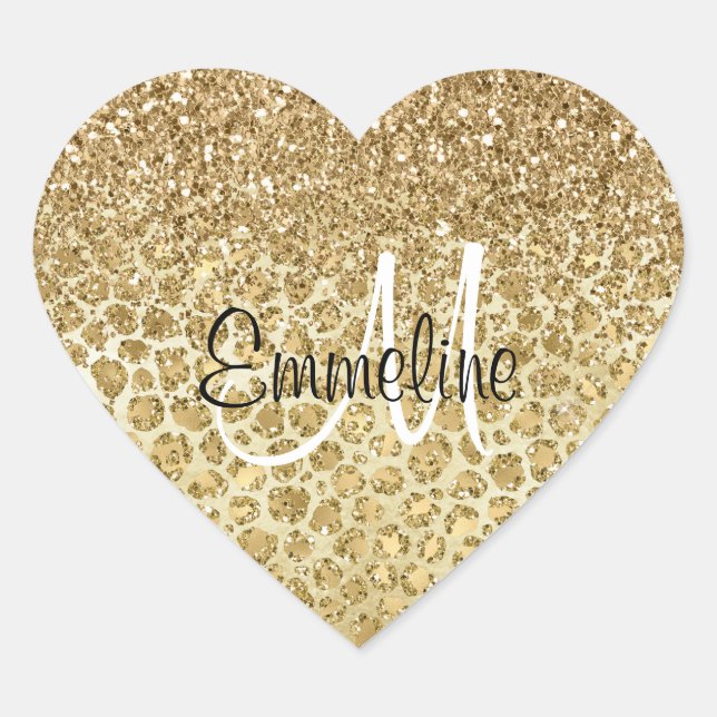Sticker Cœur Glitzy Glam Gold Parties scintillant Empreinte de  (Devant)