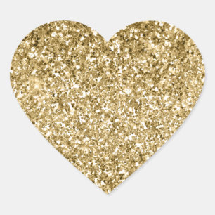 Sticker Cœur Glitzy Sparkle Gold Parties scintillant