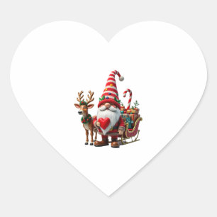 Sticker Cœur Gnome Lumière de Noël Père Noël Traîneau Élevé