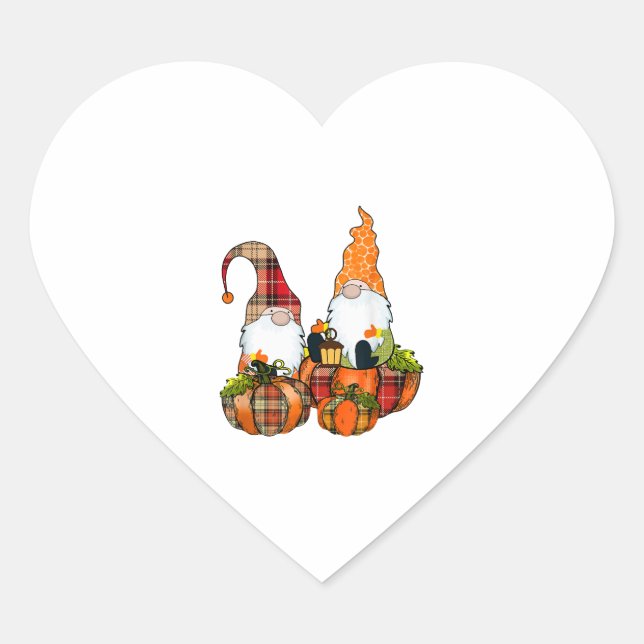 Sticker Cœur Gnomes citrouilles Automne automne mignon Hallowee (Devant)