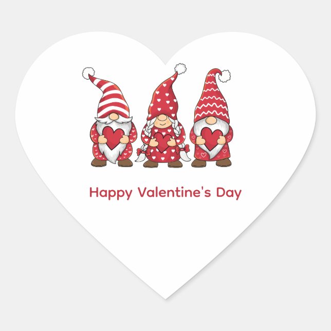 Sticker Cœur Gnomes rouges aux coeurs Saint Valentin personnali (Devant)