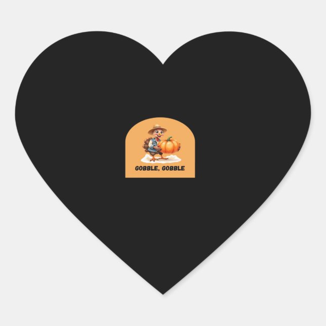 Sticker Cœur Gobble, Gobble Thanksgiving Turquie avec Cl Citrou (Devant)