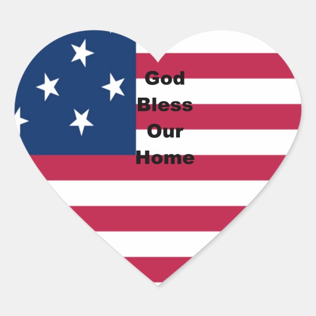 Sticker Cœur God Bless Our Home : USA Flag Swirl Art (Devant)