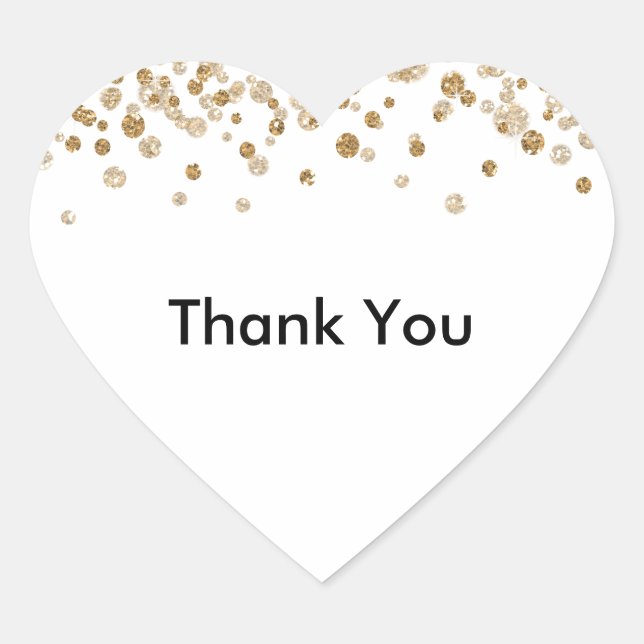 Sticker Cœur Gold Confetti Glam Parties scintillant (Devant)