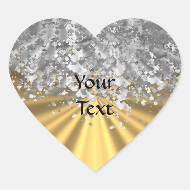 Sticker Cœur Gold et fausse parties scintillant personnalisée (Devant)