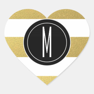 STICKER CŒUR GOLD FOIL STRIPES   MONOGRAM NOIR