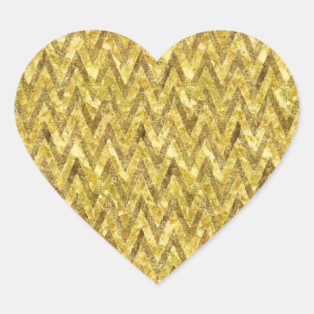 Sticker Cœur Gold Glam Chevron (Devant)