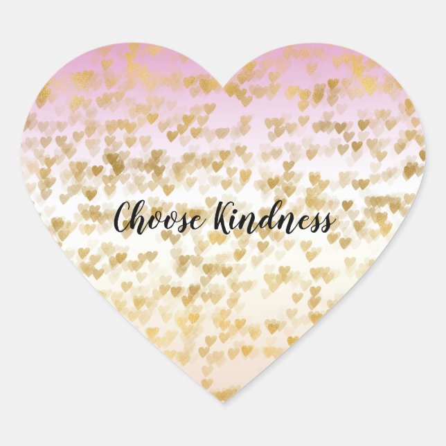 Sticker Cœur Gold Glam Hearts Confetti Peach Ombre rose (Devant)