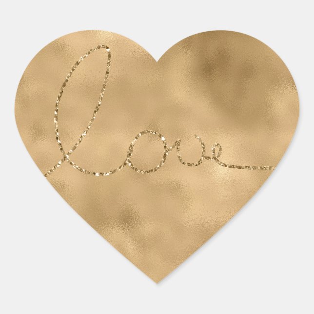 Sticker Cœur Gold Glam Parties scintillant Amour Coeur (Devant)