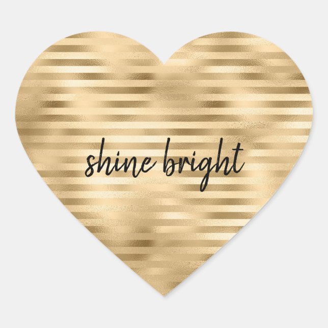Sticker Cœur Gold Glam Stripes personnalisées (Devant)