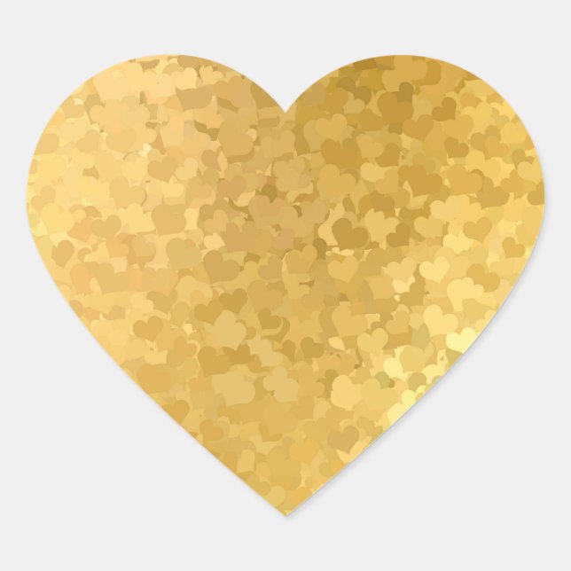 Sticker Cœur Gold Hearts Elegant Blank Modèle Ajouter votre tex (Devant)