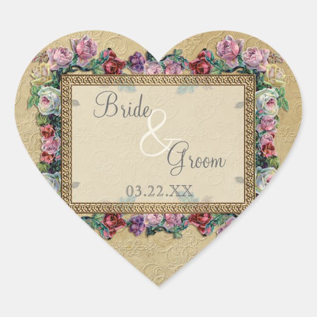 Sticker Cœur Gold & Lace Classic Formal Élégant Invitation de m (Devant)