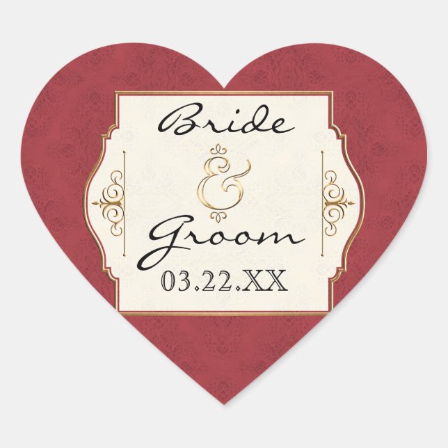 Sticker Cœur Gold & Lace Classic Formal Élégant Invitation de m (Devant)