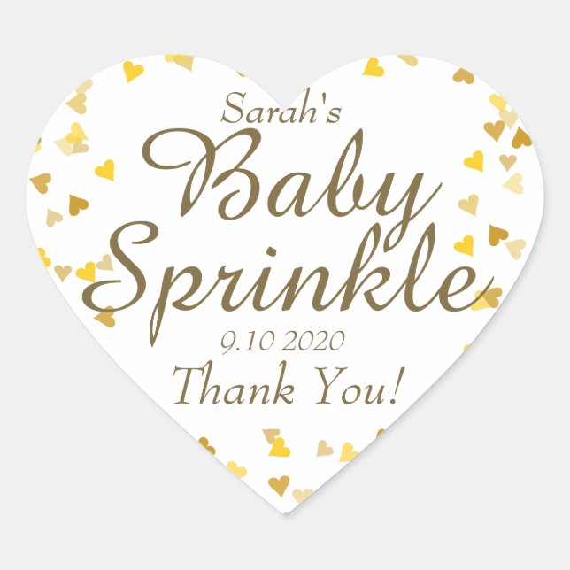 Sticker Cœur Gold Love Hearts Baby Sprinkle / Douche / Couples (Devant)