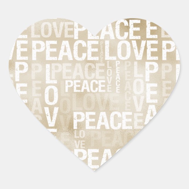 Sticker coeur Gold White Peace Love (Devant)