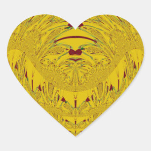 Sticker Cœur Golden Lion Head Art