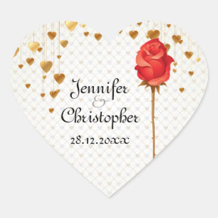 Sticker Cœur Golden Love Hearts et Mariage Rose