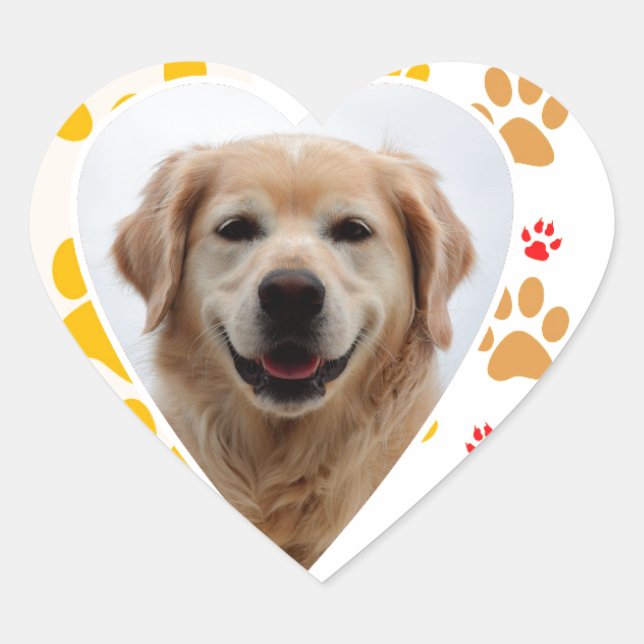 Sticker Cœur Golden Retriever Chien Coeurs Pâtes Imprimer (Devant)