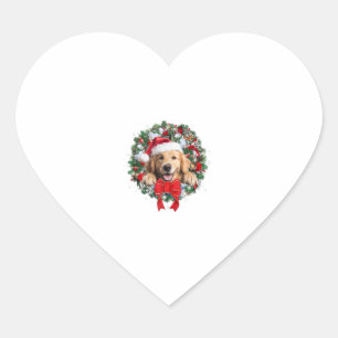 Sticker Cœur Golden Retriever décoration de couronne Noël Noël