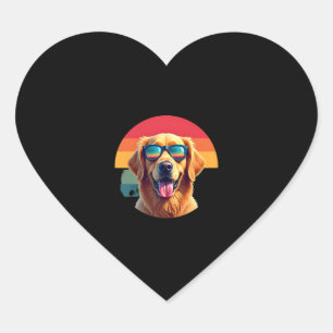 Sticker Cœur Golden Retriever pour enfants garçons filles lunet