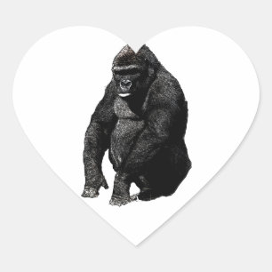 Sticker Cœur Gorilla Pop Art