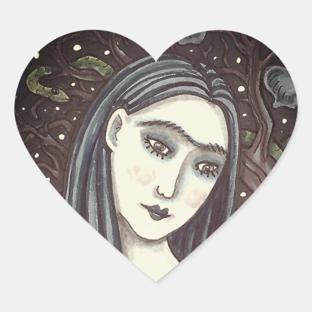 STICKER CŒUR GOTH EVE, JARDIN SOMBRE D'EDEN, FEMME, SERPENT (Devant)