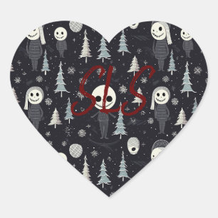 Sticker Cœur Goth Noël initial