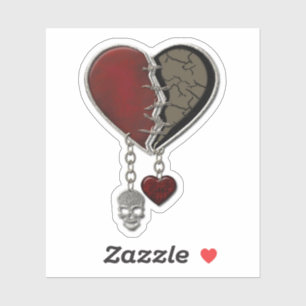 Sticker Coeur gothique avec crâne