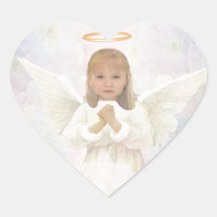 Sticker Cœur Gracieux - Petite fille Ange prier